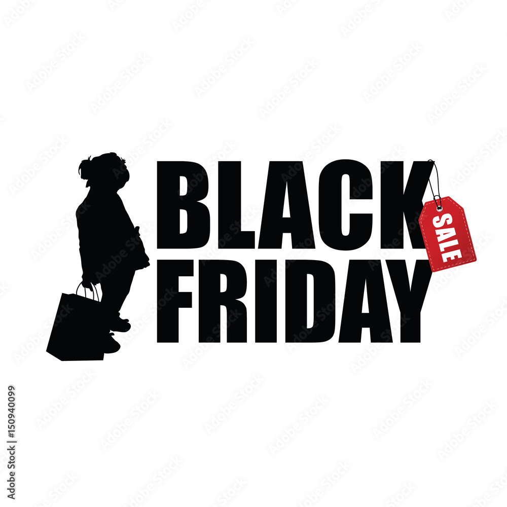 child silhouette with black friday illustration