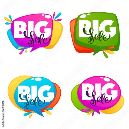 big sale, vector collection of bright discount bubble tags with lettering composition, banners and stickers