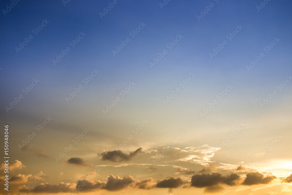 Beautiful cloudy sky when the sunset after big rainning.