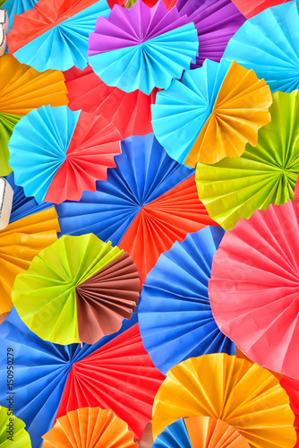 Background of colorful paper fans