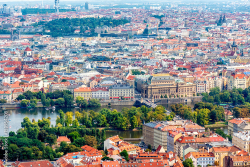 Overlooking the historic town centre of Prague. Czech Republic