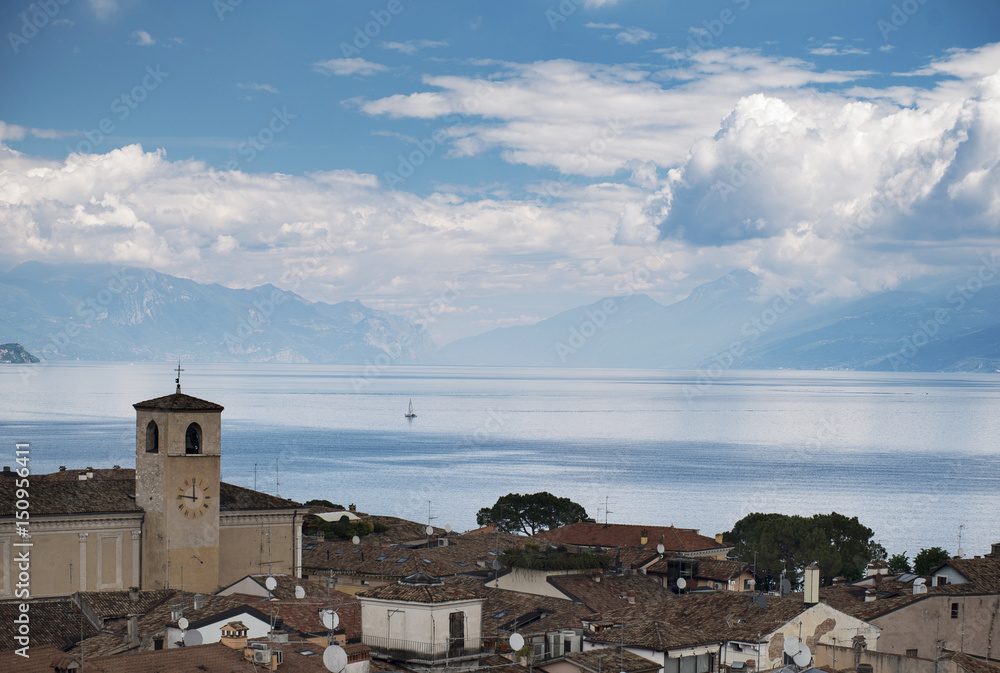 view of Lake Garda from Desenzano village