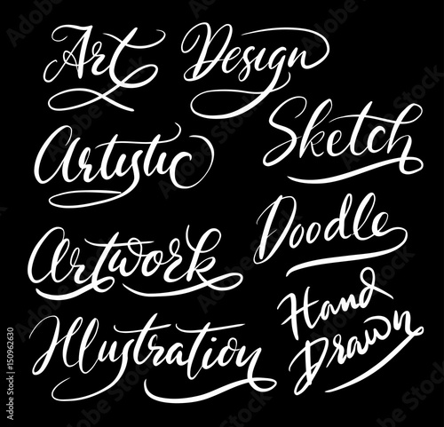Illustration and artwork hand written typography. Good use for logotype  symbol  cover label  product  brand  poster title or any graphic design you want. Easy to use or change color   