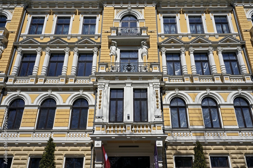 Riga, Elizabetes 3, facade of a historic building