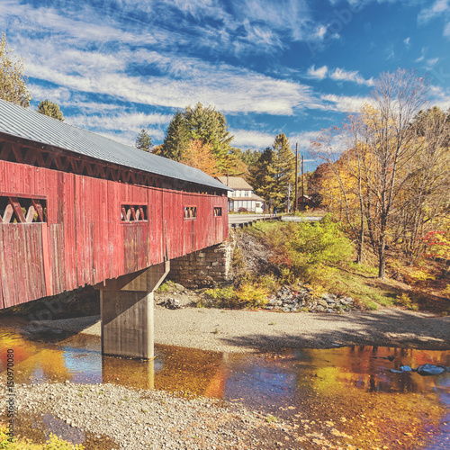 Beautiful covered bridge in Vermont, USA