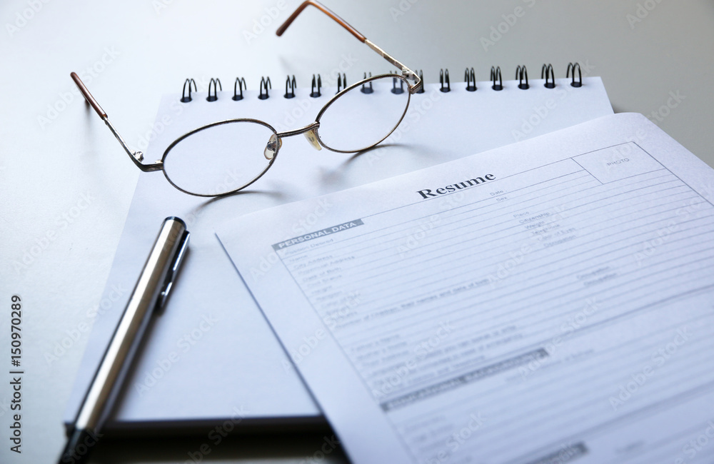 Resume paper on the desk Resume paper on the desk