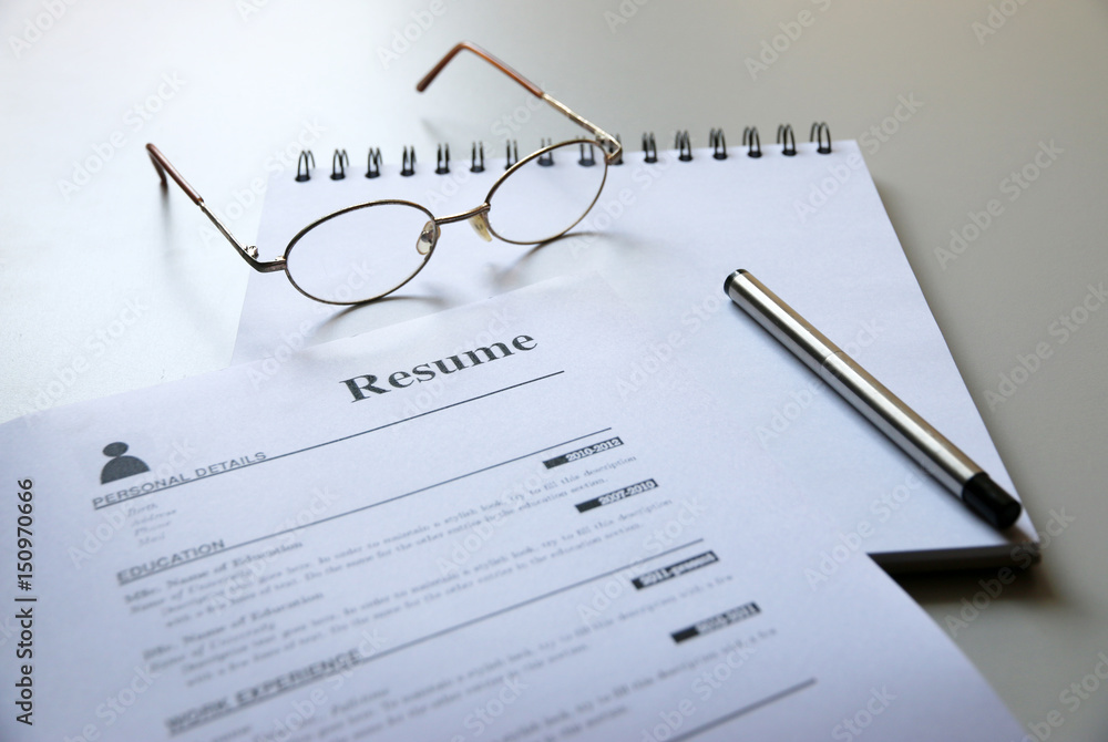 Resume paper on the desk Resume paper on the desk