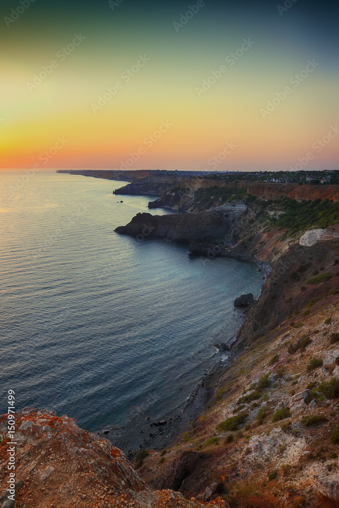 Dramatic sunset at cape Fiolent