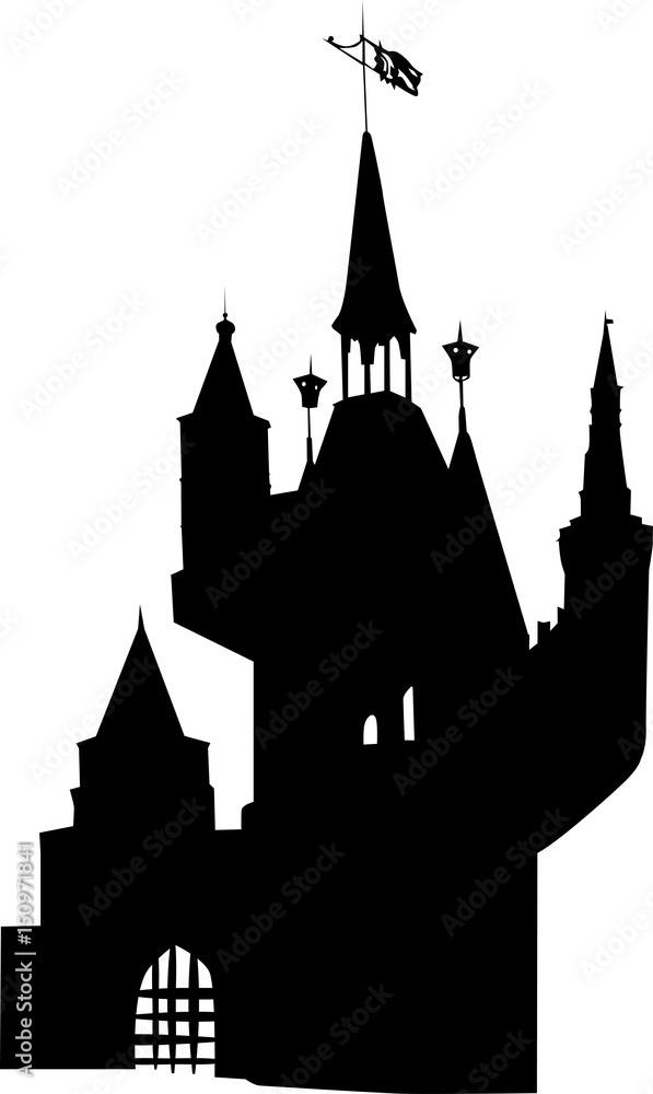 castle silhouette isolated on white