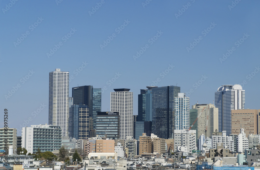 東京都市風景　新宿高層ビル群　新宿区　西新宿六丁目　再開発事業エリア　新しい町並み　2017年