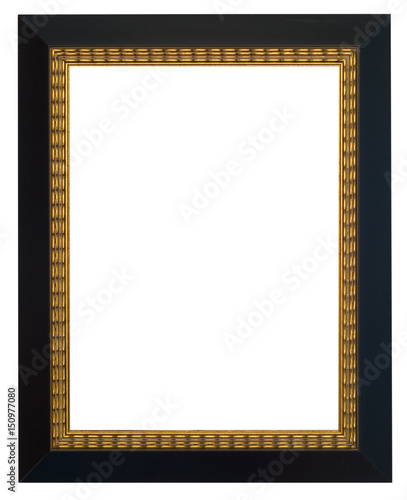 Bilde på lerret Black wood frame with gold weave inset liner isolated on white