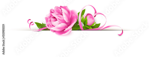 Pfingstrose mit Herz Schleife - Papier Schlitz