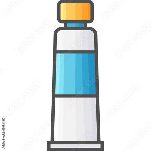 Simple artistic and hobby Vector Flat Icon. Classic tube with colors for drawing. Flat style icon. 48x48 Pixel Perfect. 