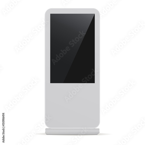 Digital LCD display mockup isolated on white background. Vertical advertising billboard. Vector illustration