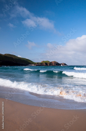 Waves crashing at a Scottish Beach.