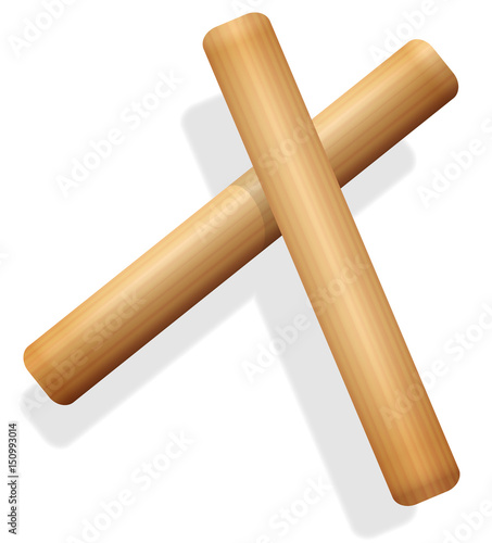 Claves - wooden hand percussion instrument - isolated vector illustration on white background.