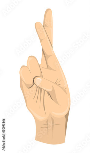 Isolated crossed fingers on white background