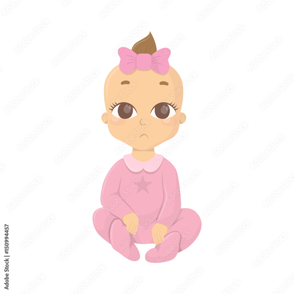 Baby girl in pink outfit. Isolated funny baby with bow. Baby girl in pink outfit. Isolated funny baby with bow.