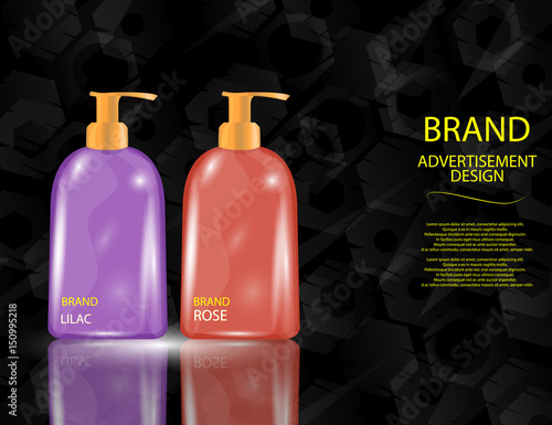 Glamorous Hair and  Body Care Products Packages on the  sparkling effects background.