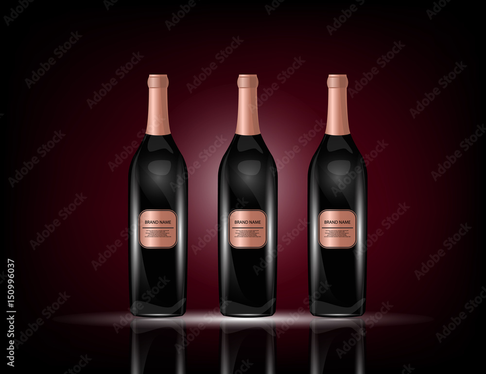 Red Wine Bottles on the Sparkling Background for Your Design. Red Wine Bottles on the Sparkling Background for Your Design.
