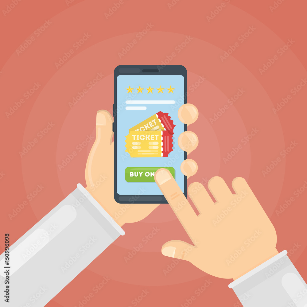 Buying tickets for cinema online through smartphone.