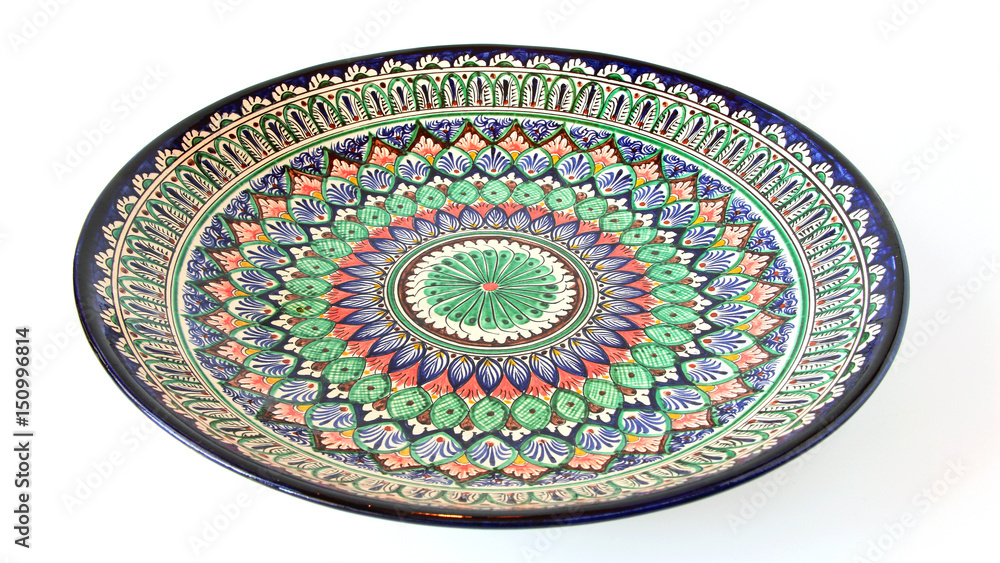 ceramic dish, hand made , isolated on white background