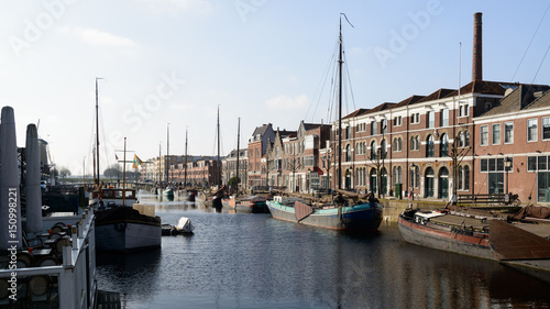 Picturesque Dutch landscape showing the harbor of Delfshaven, Rotterdam photo