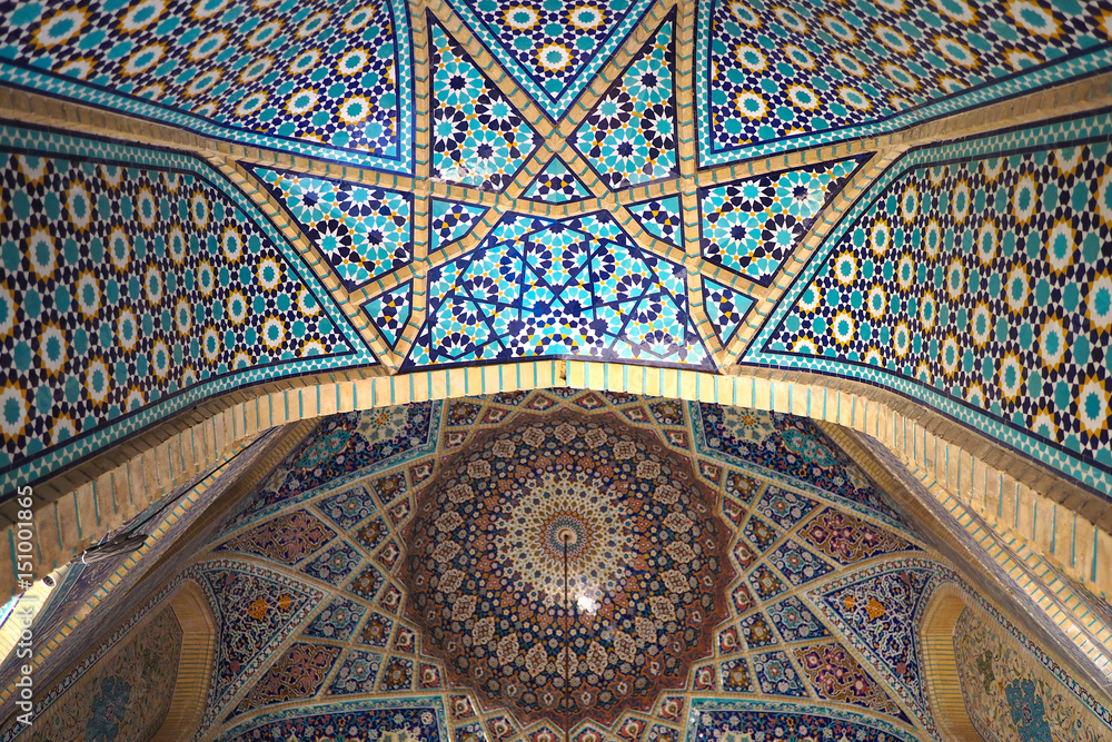Decoration ceramic tile mosaic of the mosque in Iran