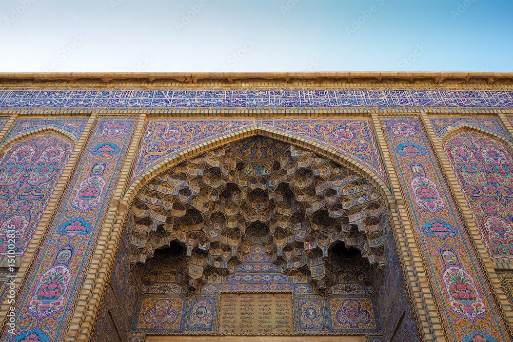 Decoration ceramic tile mosaic of the mosque in Iran
