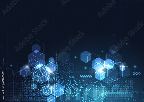 Abstract Polygonal Space Blue Background with Connecting. Vector Illustration