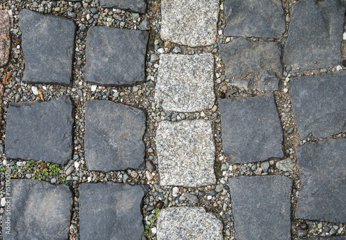 Closeup of old stony road texture