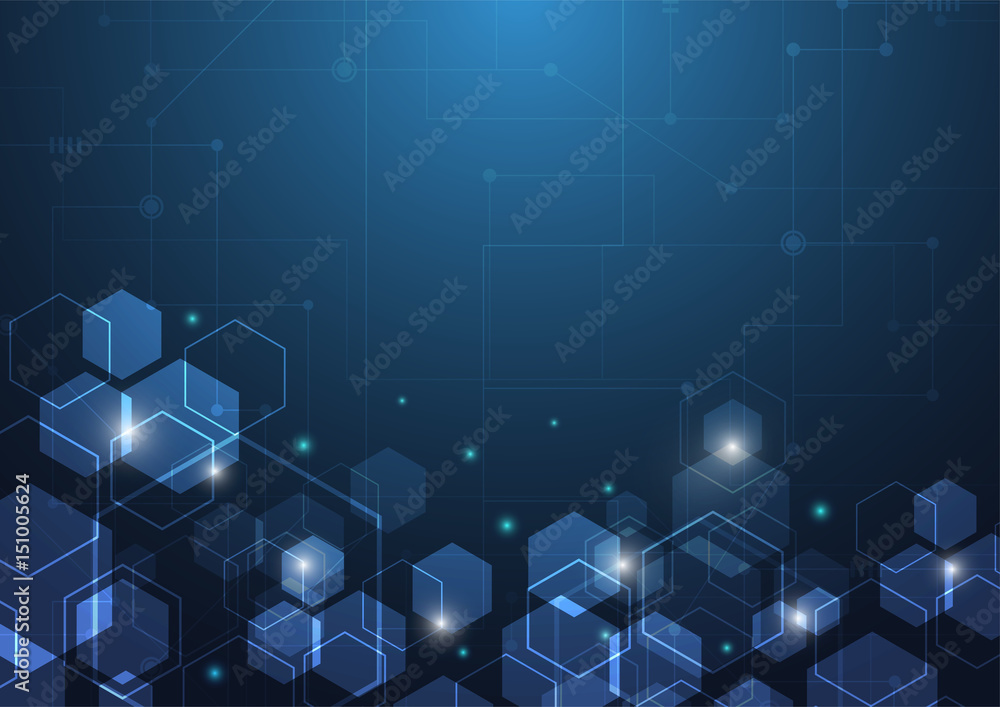 Obraz premium Blue hexagonal abstract technology background. Vector Illustration