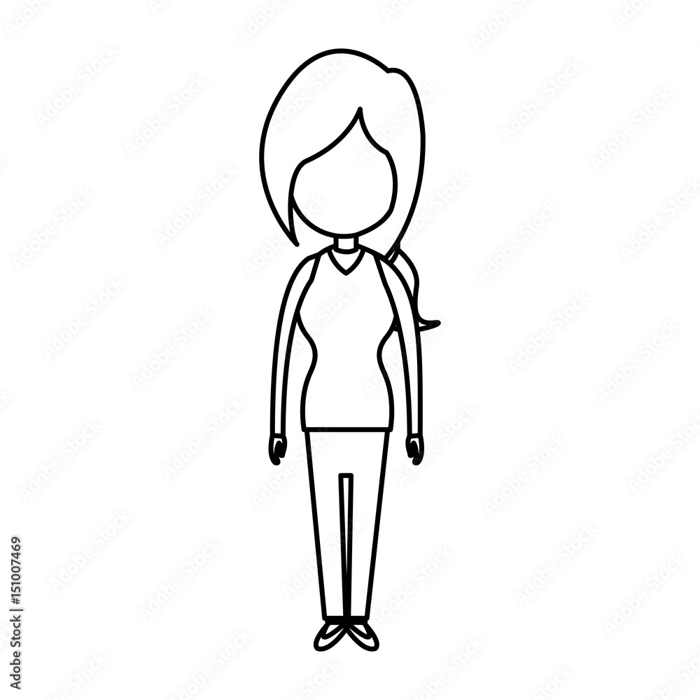 people woman character standing line vector illustration people woman character standing line vector illustration