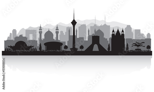 Tehran Iran city skyline silhouette