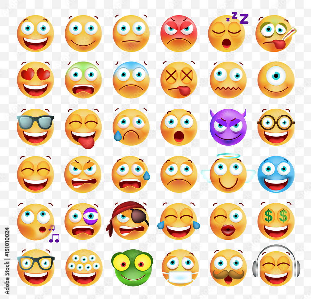 Set of Cute Emoticon Cat on Transparent Background. Isolated Vector Illustration Set of Cute Emoticon Cat on Transparent Background. Isolated Vector Illustration