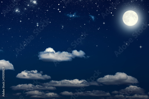 Fototapeta Naklejka Na Ścianę i Meble -  Night sky with stars and moon