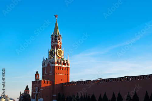 Canvastavla Kremlin in Moscow at sunset. Red Square, Russia