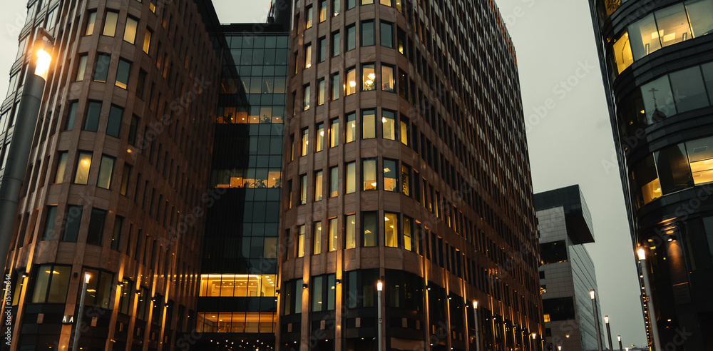 Buildings of the office center. Business background Buildings of the office center. Business background