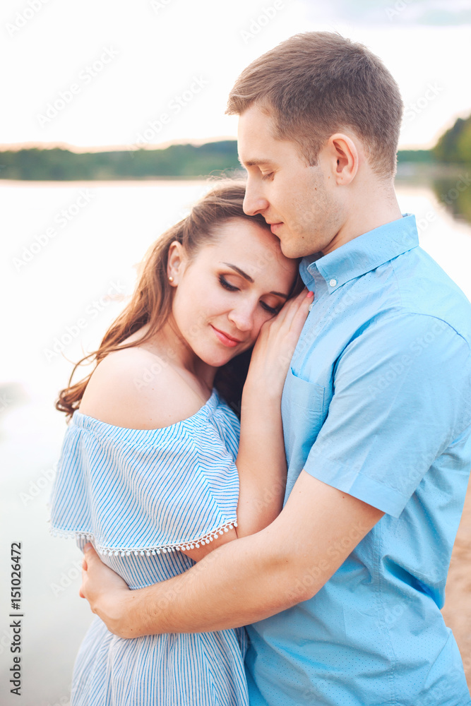 Close up romantic beauty portrait of happy couple in love hugs and having fun, evening sunlight, Close up romantic beauty portrait of happy couple in love hugs and having fun, evening sunlight,