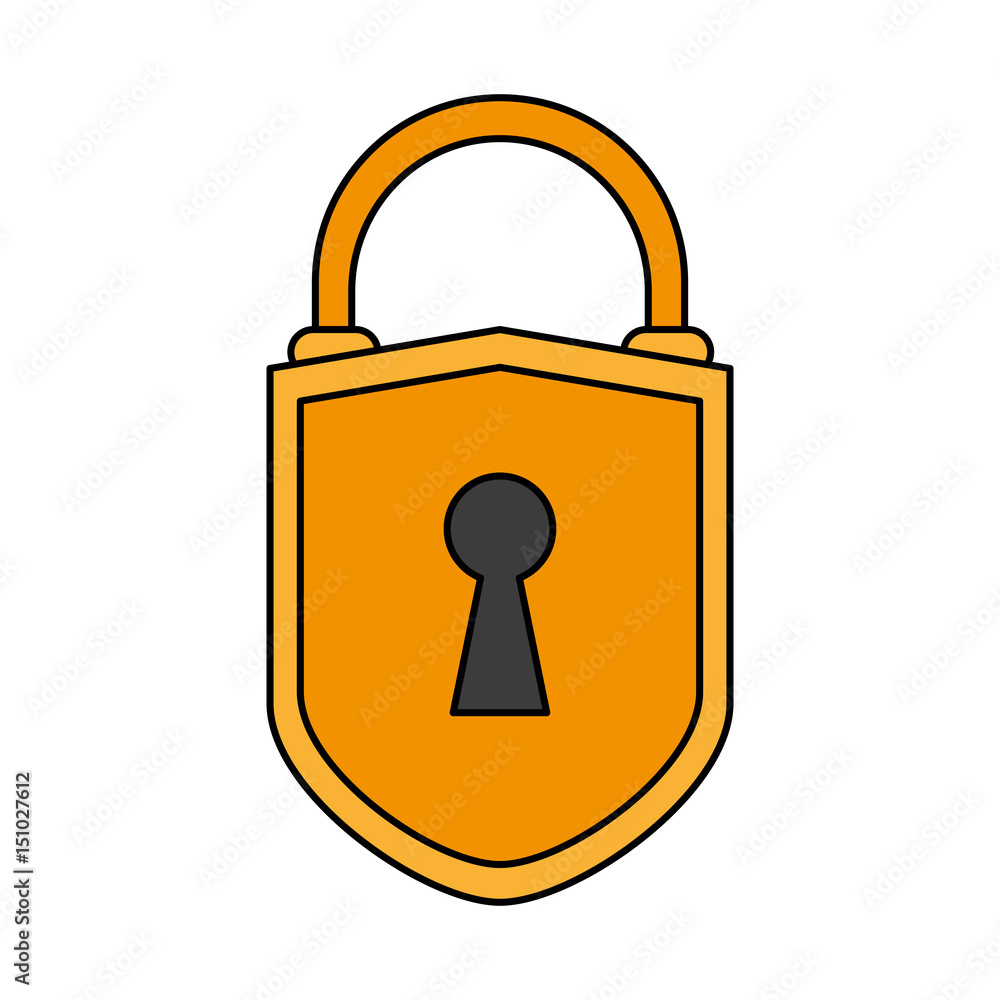 color image cartoon padlock with shield body and shackle vector illustration color image cartoon padlock with shield body and shackle vector illustration