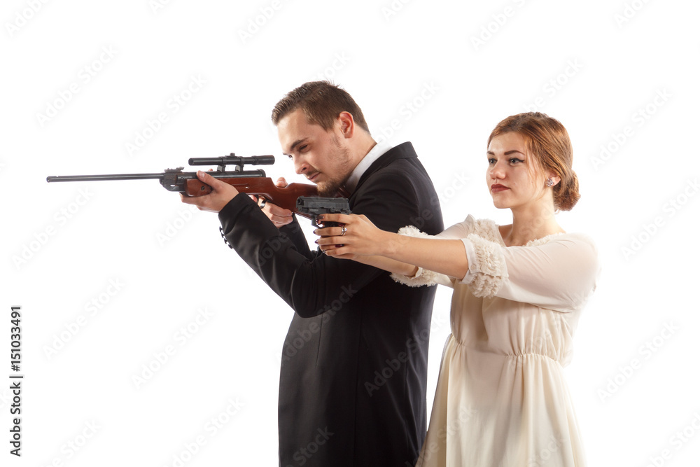 Couple with guns Couple with guns