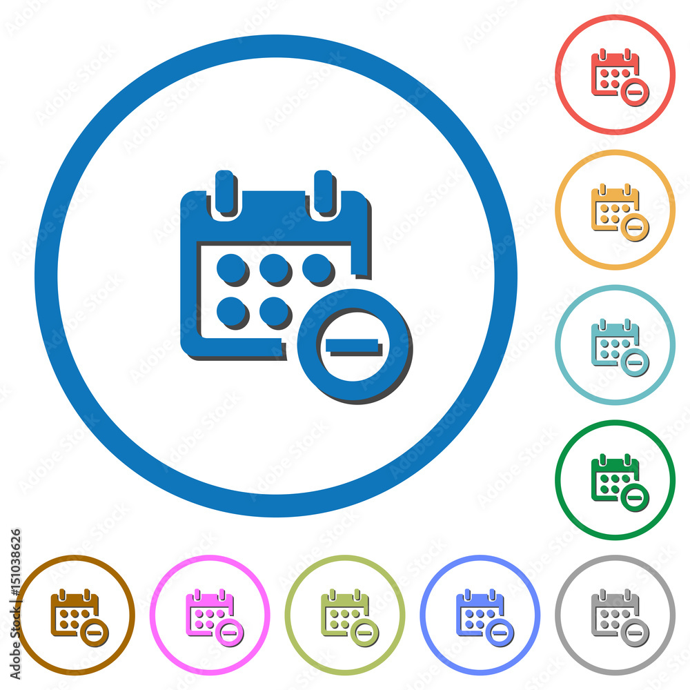 Remove event from calendar icons with shadows and outlines Remove event from calendar icons with shadows and outlines