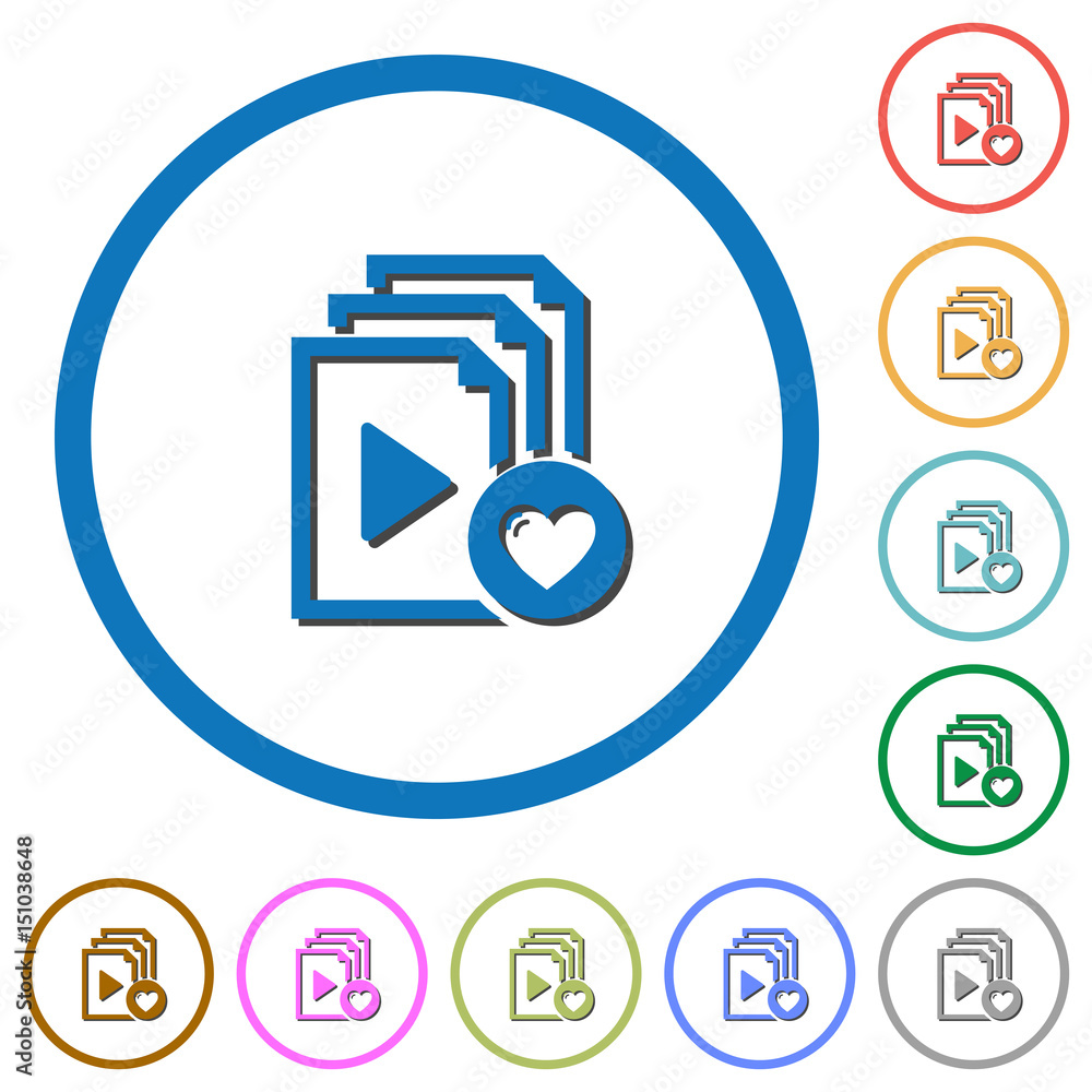 Favorite playlist icons with shadows and outlines Favorite playlist icons with shadows and outlines