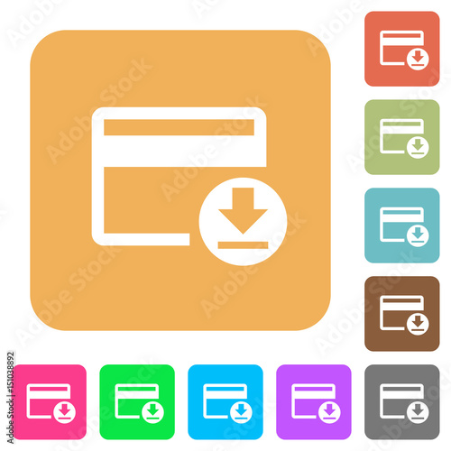 Money withdrawal with credit card rounded square flat icons