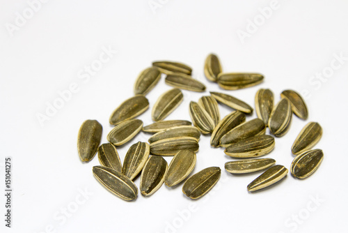 Sunflower seeds on a white background