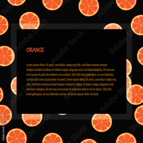 orange slice drawing Seamless pattern with frame space for text - Illustration