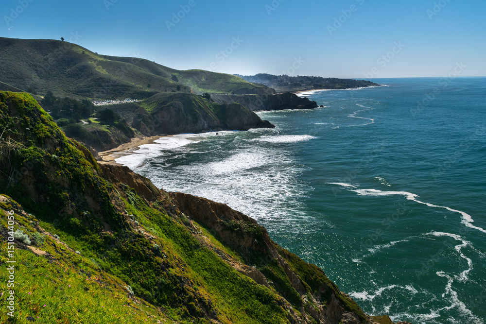 Overview of Pacific Ocean Coastline at Half Moon Bay, California, North America, USA Overview of Pacific Ocean Coastline at Half Moon Bay, California, North America, USA