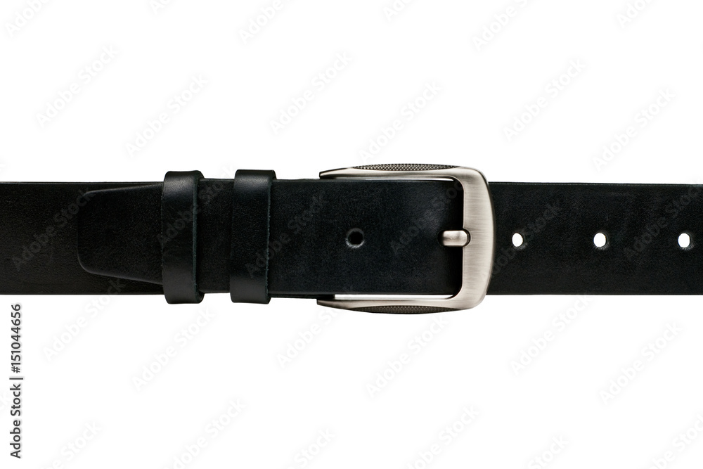 Black leather belt isolated on white background Black leather belt isolated on white background