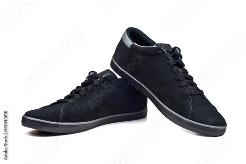 Men's black sport shoes isolated on white background
