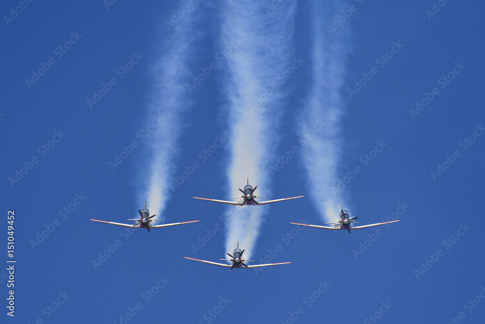 Synchronized flight of 4 planes in the team during Israeli 69st independent day Synchronized flight of 4 planes in the team during Israeli 69st independent day